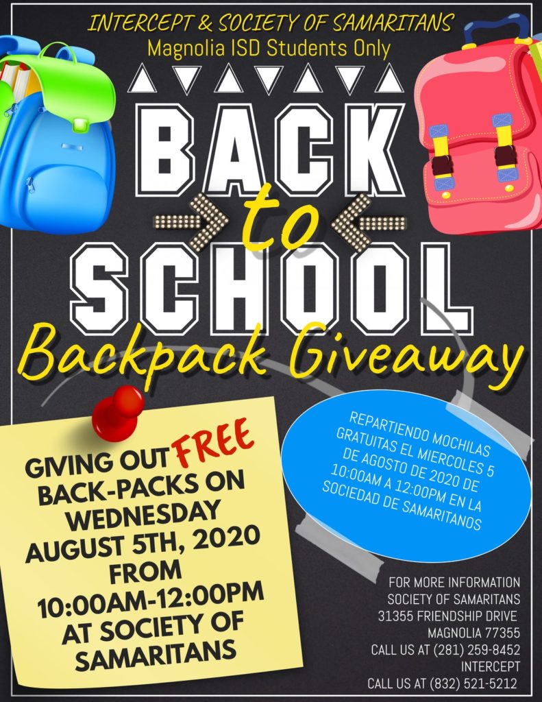 Back to School Backpack Giveaway - Society of Samaritans